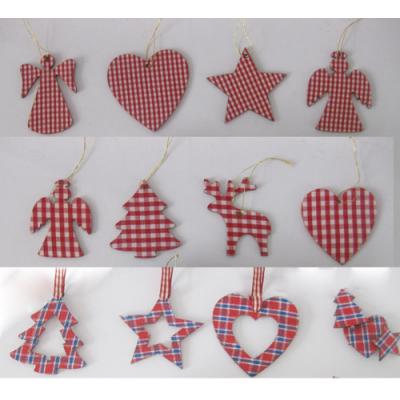 Fabric covered Wooden Hanging Decration for Xmas
